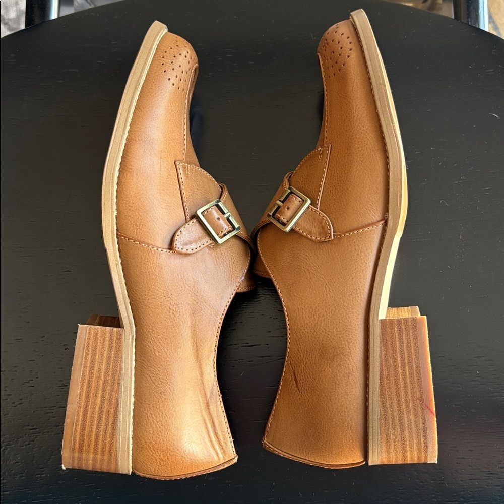 Korks Theodore Loafers Women’s Brown Leather Slip-On Oxford buckle tan shoes 9 - Picture 12 of 13